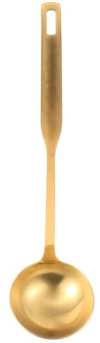 NUOBESTY Mestolo da Zuppa in Acciaio Inox Grande Capacità Design Spesso Robusto per Filtrare Zuppe e Brodi Cucchiaio da Cucina con Finitura Dorata Elegante