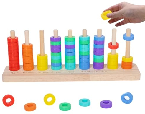 Generisch Farb Sortier Spielzeug - Farbige Holz Sensorik Aktivitäten | Sortier Und Stapel Spielzeug Für Vorschulkinder | Für Mädchen Jugendliche Reise Klassenzimmer Zuhause Vorschule Party Geburtstag