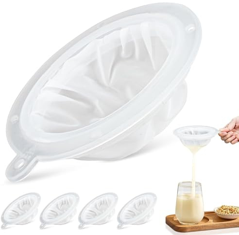 Juego de 5 coladores de malla de nailon, 100/200/300/400/500 mallas, colador fino de Ø 13 cm para zumos, vino, leche y miel, filtro de alimentos reutilizable (juego de 5)