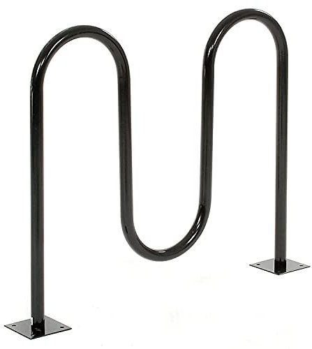 Global Industrial 41 L Wave Bike Rack, Black, Flange Mount, 5-Bike Capacity, Powder Coated Steel, Black, Commercial Bike Rack for Stores, Parks & Schools