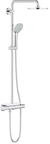 GROHE Euphoria System 210 - Duschsystem mit Thermostatbatterie (Antikalk-System, Sicherheitssperre bei 38°, mit Ablage), chrom, 26363000