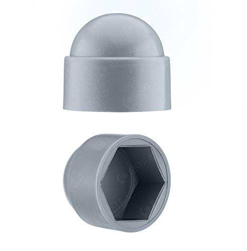 EMFA Abdeckkappen für Schrauben und Muttern M12 - Schlüsselweite 19 | Grau Kunststoff Sechskant Schutzkappen - 25 Stück