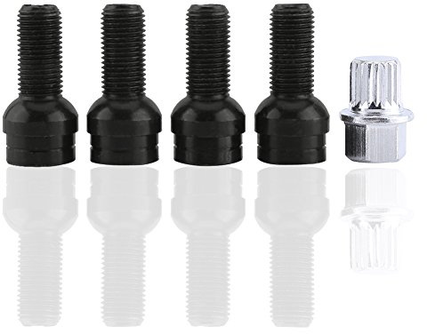Bulloni Antifurto 500 - Bulloni Cerchi Adatto Per 2000-Tapa Tornillo -4 + 1 Bulloni Delle Ruote & Controdado Dado Set Con La Chiave Adatto Per Bulloni Antifurto Fiat 500