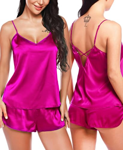 RSLOVE Kvinnor V-hals satin underkläder pyjamas set sexig kami och shorts set nattkläder