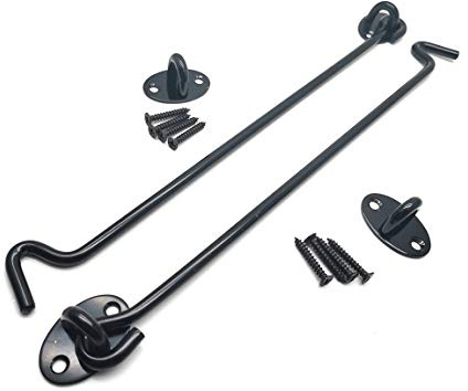 M MIMHOOY 2 Pack 14 Long Hook and Eye Latch Black for Gate, Shed, Garage