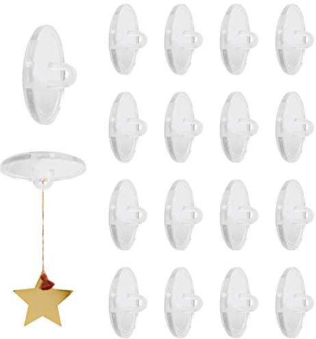 FOGAWA 30 Stück Deckenhaken selbstklebend Klebehaken ohne Bohren zur Deckenbefestigung Klebeknöpfe mit Öse Transparent Wandhaken für Küche Bad Wand Tür Decke zum Aufhängen