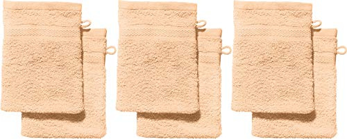 REDBEST Waschhandschuhe, Waschlappen 6er-Pack Chicago apricot Größe 15x21 cm - saugstark, strapazierfähig, ideal für Reisen, Sport (weitere Farben)