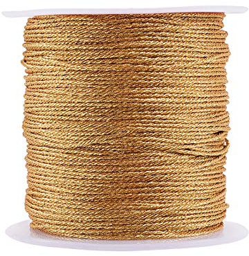 UR Urlifehall Cordoncino metallico dorato da 25 m, per gioielli fai da te, artigianato, perline, filo con bobina da 0,8 mm
