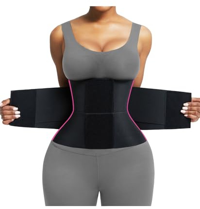 FeelinGirl Women Corset Workout Waist Trainer Corset Cincher Trimmer Belt Body Shaping Workout Body Shaper Rose Red XXL