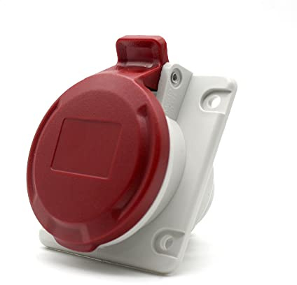 DOJA Industrial | Prise Encastrée Industrielle CEE 32A | Prise Electrique Femelle | 3 Pôles + Terre | 380V | Etanche IP46 | pour Rallonge Electrique, Camping Car | Usage Intérieur et Exterieur
