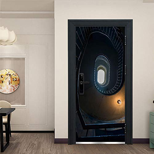 YQLKD Fototapete Türfolie Mode Schwarze Tunnel-Tür-Aufkleber DIY PVC Selbstklebende Tapete