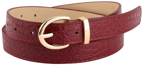 Allegra K Damen Dornschließe Alligator geprägte Leder Taillngürtel Gürtel Rot 106cm/41.7