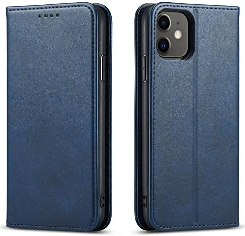 Mixroom - Custodia Cover Case a Libro Blu Per iPhone 11 Con Stand In Ecopelle Chiusura magnetica Formato Portafoglio Parte Interna In TPU Morbida