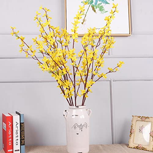 KWQBHW Künstliche Forsythienzweige, 94 cm Langer Stiel, Winter-Jasmin-Blumen, Blumensträuße, gelbe Orchideen, Blumen für Hochzeit, Party, Zuhause, Büro, Dekoration, 6 Stück