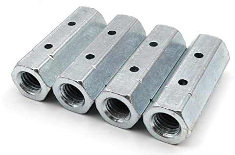 Design61 Stangenmutter M8 x 35mm Sechskant Spannschlossmutter DIN 1479 Innengewinde Gewindestange Stahl Verzinkt 4er Set