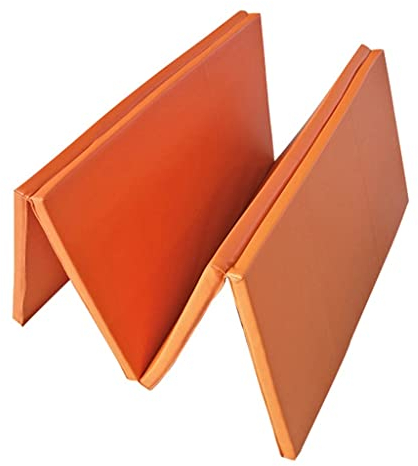 Turnmatte Weichbodenmatte Faltbare Gymnastikmatte Mit Griffen, Vierfache Übungs-Tumbling-Matte Für Das Heim-Gym, Yoga Crunches (Color : Orange, Size : 240x120x5cm)
