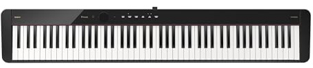Casio Privia PX-S5000 Portable Digital Piano with 88 Hybrid Weighted Keys, 23 Tones, Touch Sensor Controls, Sustain Pedal, Bluetooth, USB, AC Adapter, 16W Speakers, Gloss Black Finish (PX-S5000BK)
