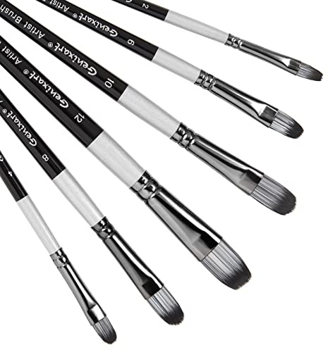 Filbert Pinsel-Set, 6 Stück Künstlerpinsel für Acryl-Öl-Aquarell-Gouache-Malerei, Premium-Nylon-Haarkunst-Pinsel für Anfänger und Profis | Künstler-Malpinsel für Kunstmaler und Studenten, zum Basteln, kurzer Griff, weiches Nylonhaar, sortiert, 6 Stück