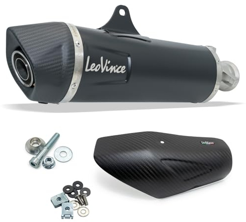LeoVince Endschalldämpfer NERO mit Zulassung, Edelstahl schwarz, Carbon Kappe & Hitzeschild kompatibel mit KTM Adventure 1050 2015-2016 / Adventure/R 1190 2013-20216