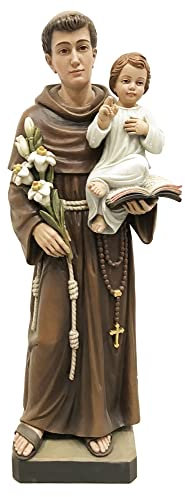 JS Garten Deko Heiligenfigur Heiliger Antonius von Padua H 20 cm Holzfigur Schutzpatron Statue aus Ahornholz von Dolfi