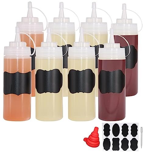YBCPACK 8 Stück Squeeze Flasche 500ml Plastik Quetschflasche mit Kappen aus Kunststoff, Dosierflasche für Saucen, mayonnaise, soßen, Ketchup Spender