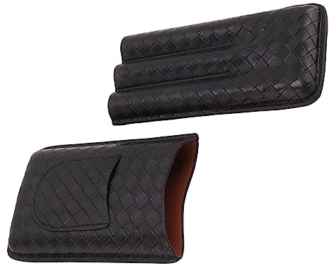 Miokycl Custodia portatile per sigari, in pelle, con 3 bastoncini, per sigari, da viaggio, per uomo, idea (nero)