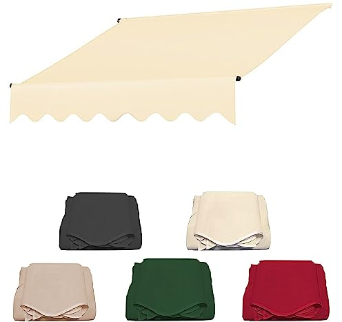 WOLWES Markisenstoff, Wasserdichter Zeltstoff, 280 g/m² Markisentuch, Markisen für Terrasse, Deck, Balkon, Hof (Color : Ivory, Size : 3m)