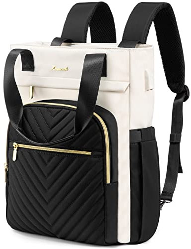 LOVEVOOK Women's 17.3 inch Laptop Rucksack Bags 2 in 1 Ladies Tote Handbags Waterproof Large Fashion Backpacks School Bag for Girls Casual Daypacks for Travel Work