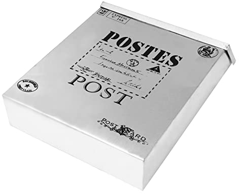 Antiker Briefkasten aus Eisen mit Großem Stauraum, Silber