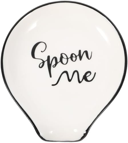 PRETYZOOM Ceramic Spoon Rest for Kitchen Countertop Soup Spoon Holder and Cooking Rest for Utensils Smooth Table Scoop for Soup Dessert and Ladle 3.86 X 3.43 X 0.59in