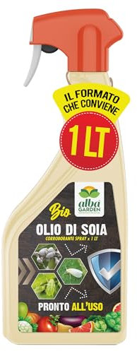 Albagarden - Olio Bianco Vegetale di Soia per Cocciniglia, Afidi, Mosca Bianca, Insetti e Parassiti - Per Orto, Giardino E Ornamentali - Olio Vegetale di Soia 100% Naturale X 1 Litro Spray