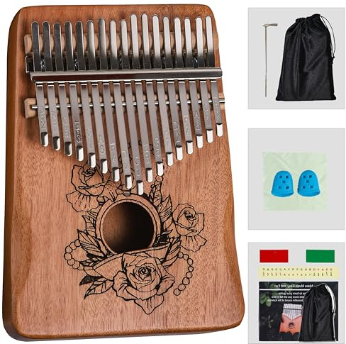 Kalimba Thumb Piano 17 Keys,Portable Mbira Finger Piano Beginners C Key with Music Book, Tuning Hammer, Storage bag, Christmas Gifts for Adults,Kids,Teenagers,Music Lovers