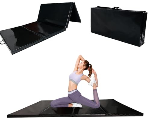 KAIDIDA Gymnastic Exercise Mat: 8x4FT Foldable Gymnastics Mat with Handle Fitness Gym Floor Crash Mat for Yoga Pilates Tumbling Stretching and Fitness