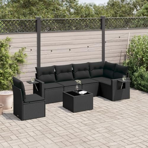 Festnight Balkon Lounge Rattan mit Stauraum Gartenlounge Klein Sofa Balkon Ecklounge Rattansofa Sitzecke Balkon Klein Gartensofa Ecksofa Garten Lounge Sofa Outdoor Balkonmöbel Couch Gartenmöbel