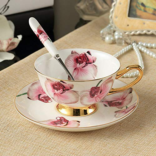 VNNHGB Taza Cuchara Juego De Platillo Taza De Té De La Tarde Inglesa Cafetera 170 Ml Y Platillo para Café-G (T) (Q)