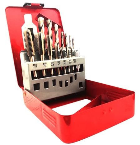 16 Stück Gewindeschneider Set, Gewindebohrer Set Gewindeschneider Einschnittgewindebohrer Kernlochbohrer Gewindeschneider Helicoil Set Kernlochbohrer Stahlbohrer Gewindeschneidsatz Bohrerset