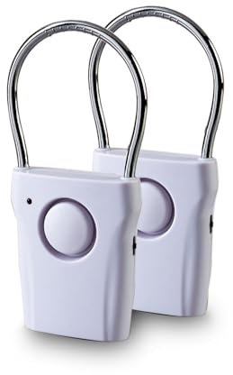 EUROtops Lot de 2 alarmes électroniques pour poignée de porte et fenêtre avec 110 dB/sonnettes, fonctionnement sur batterie de 1500 heures, capteur tactile pour maison, chambre d'hôtel, camping-car -