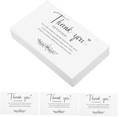 Lurrose 100stücke Danke Karten Dankeskarten Für Bestellungen Kleine Unternehmen Stabiles Dickes Papier Personalisierbar Geschenkkarte
