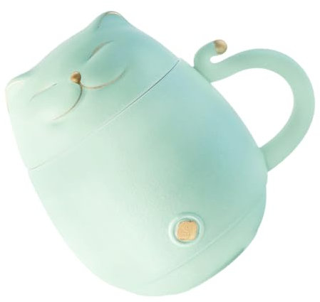 CATIEBYE Lucky Cat Tea Cup Ceramic Kitten Design Mug Tea Filter Strainer for Office Drinking