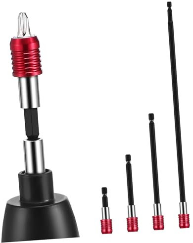 NULYLU 4pcs Extension Pole Kit Drill Bit Extension Rod Bit Holder for Impact Driver Includes Shank Adapter and Threaded Rods for Power Tool Accessories and DIY Projects