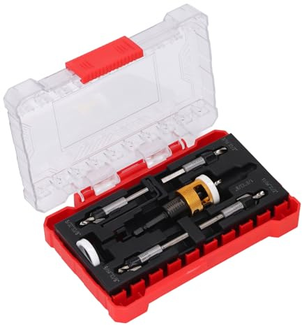 OVAQUIXI Jeu de Forets à Fraiser, avec Butée de Profondeur Réglable et clé, Alliage D'acier M2 HSS, Angles de 82 °, pour Perceuse à Main, Chargeur, Perceuse à Colonne