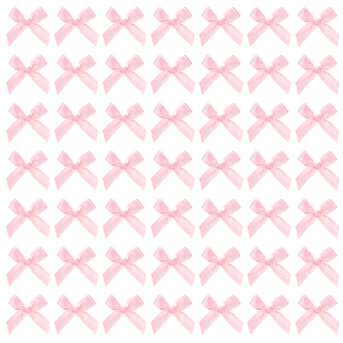 Mini rosa rosetter 50 st 4 x 4 cm små bågar gör-det-själv satinrosetter söta för hantverk sömnad scrapbooking julfest bröllop och presentförpackning