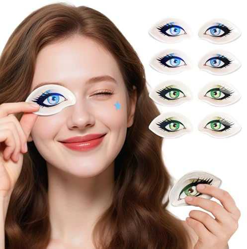 NEWGO Heiß-Kalt-Augenpads mit lustigem Design, 4 Paar wiederverwendbare Kühlmasken für die Augen zur Reduzierung von Schwellungen, Augenringen und Migräne