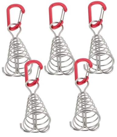 Abaodam 5stücke Deckanker Heringe Mit Karabinern Aus Aluminiumlegierung Zeltbinden Stakes Tragbar Windseilanker Für Campingzelt Zubehör Winddichtes Deckspannung Seilspanner
