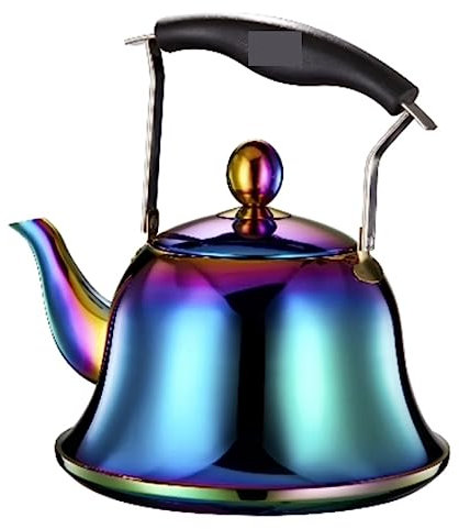 Wasserkocher für den Herd, Teekessel, Teekanne für den Herd, Pfeifkessel mit Verbrühschutzgriff für Induktionsherde, Teekanne für Gasherd (Farbe: Gold, Größe: 6 l) (B 1 l