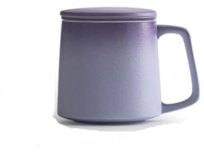 GEK208130 Moderno Juego de 1 taza de café con degradado, filtro separador de agua de cerámica for té con tapa, capacidad de 350 ml, for oficina, hombres y mujeres. Vajilla(Purple)