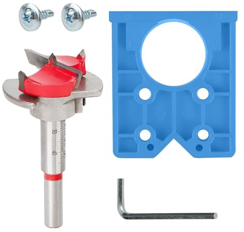 35mm Hinge Jig Drill Bits Sets, Blue Guide Kitchen Cupboard Door Hinge Jig | Concealed Hinge Hinge Jig, Forstner Bit Hinge Hole Cutter for Furniture Cabinet Door Hinge Installation