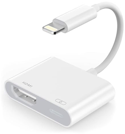 Adaptador Lightning a HDMI para iPhone a TV, adaptador HDMI 1080P digital AV Sync pantalla con puerto de carga Lightning para iPhone 14/13/12/11/XS/XR/X/8/7/iPad, no necesita alimentación