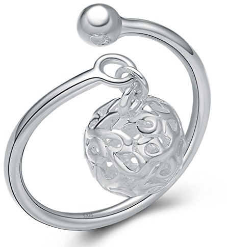 Unendlich U Hohle Kugel 925 Sterling Silber Verstellbare Band Ringe für Mädchen Damen, Ringgröße 55 mit Gabe Beutel