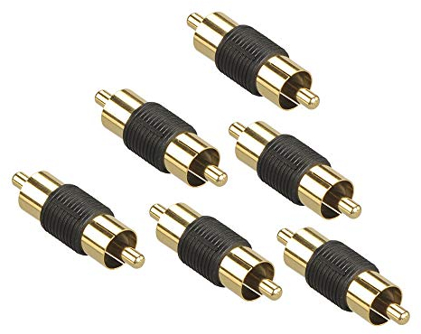 VCE 6 Pezzi HQ Adattatore Audio Connettore RCA Maschio Maschio Oro per Cavo Rca Spina
